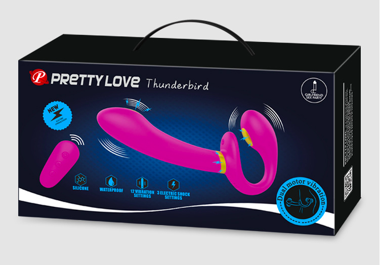 Dương vật giả 2 đầu Pretty Love Thunderbird rung sốc điện sạc tiện lợi